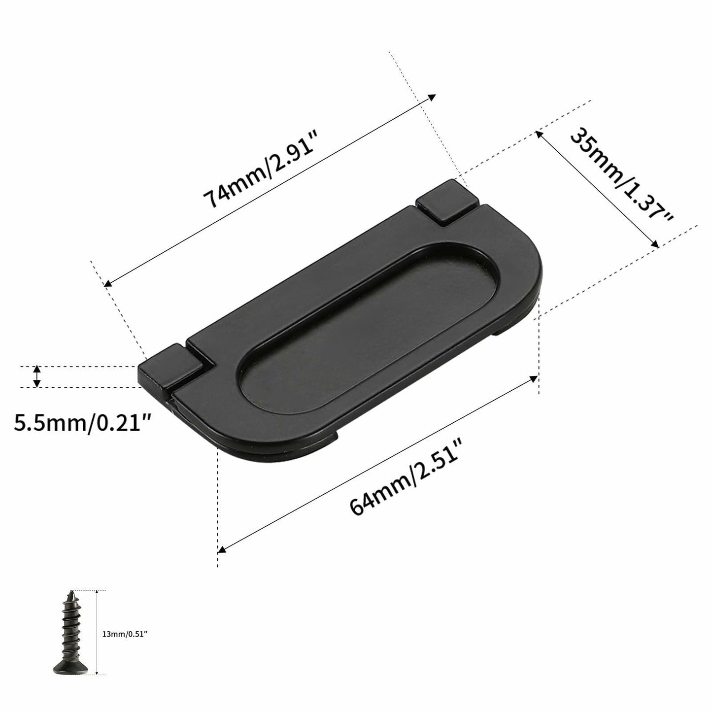 Evionlin Flush Pull Handles 2 Pack Black Recessed Drawer Cabinet Pulls