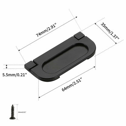 Evionlin Flush Pull Handles 2 Pack Black Recessed Drawer Cabinet Pulls