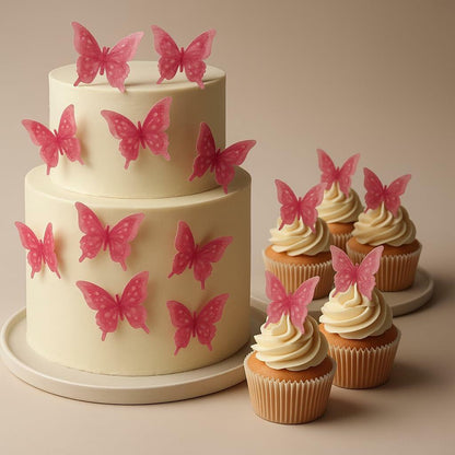 Unbranded x24 3D Double Shad Edible Wafer Butterflies for Cake Cupcakes