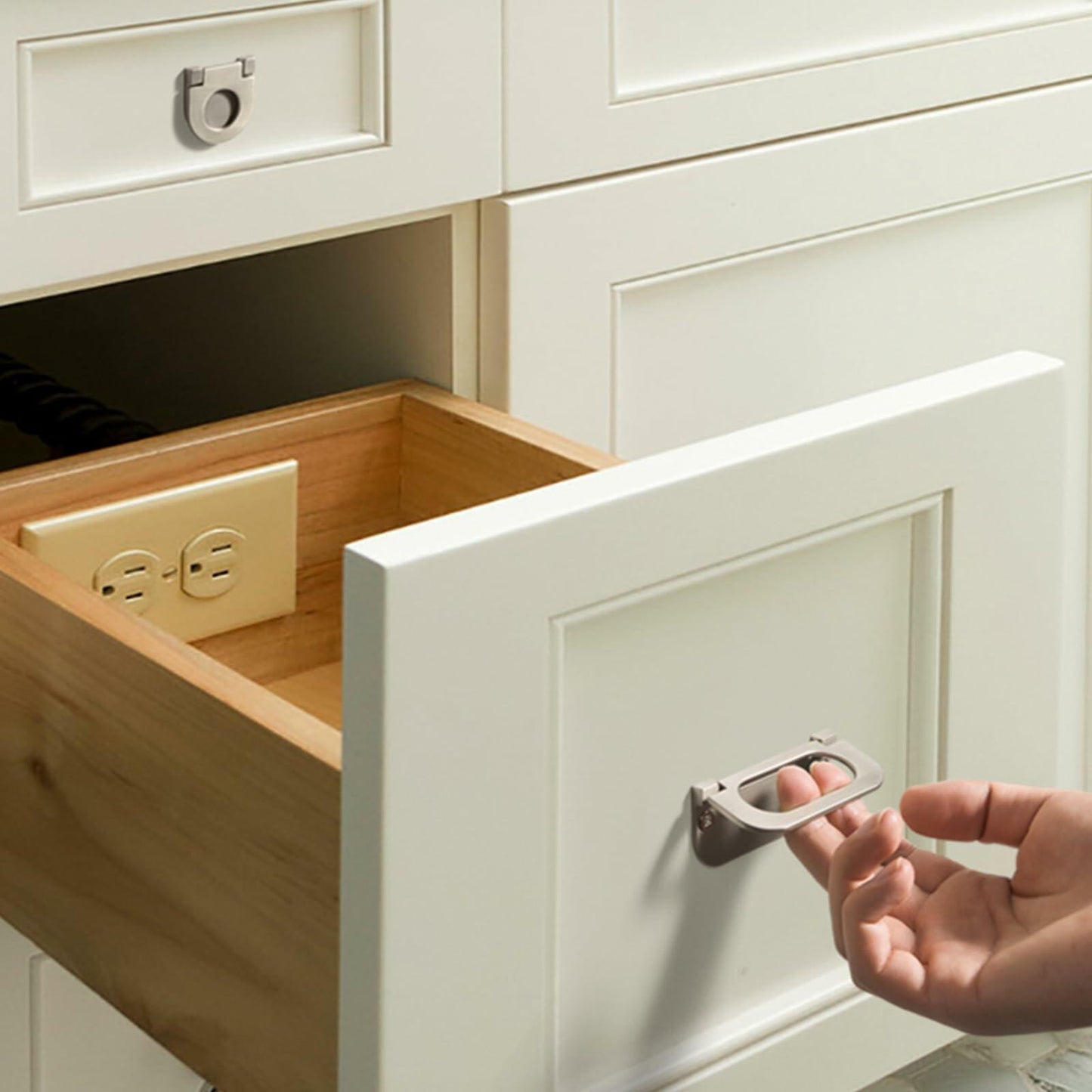 Evionlin Flush Pull Handles 2 Pack Black Recessed Drawer Cabinet Pulls
