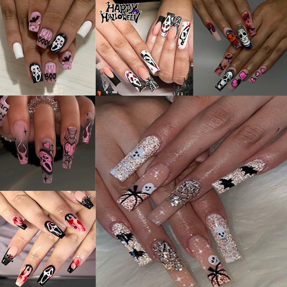 Halloween 5D Nail Art Decals Spider Web Ghost 3D Self Adhesive 2 Sheets