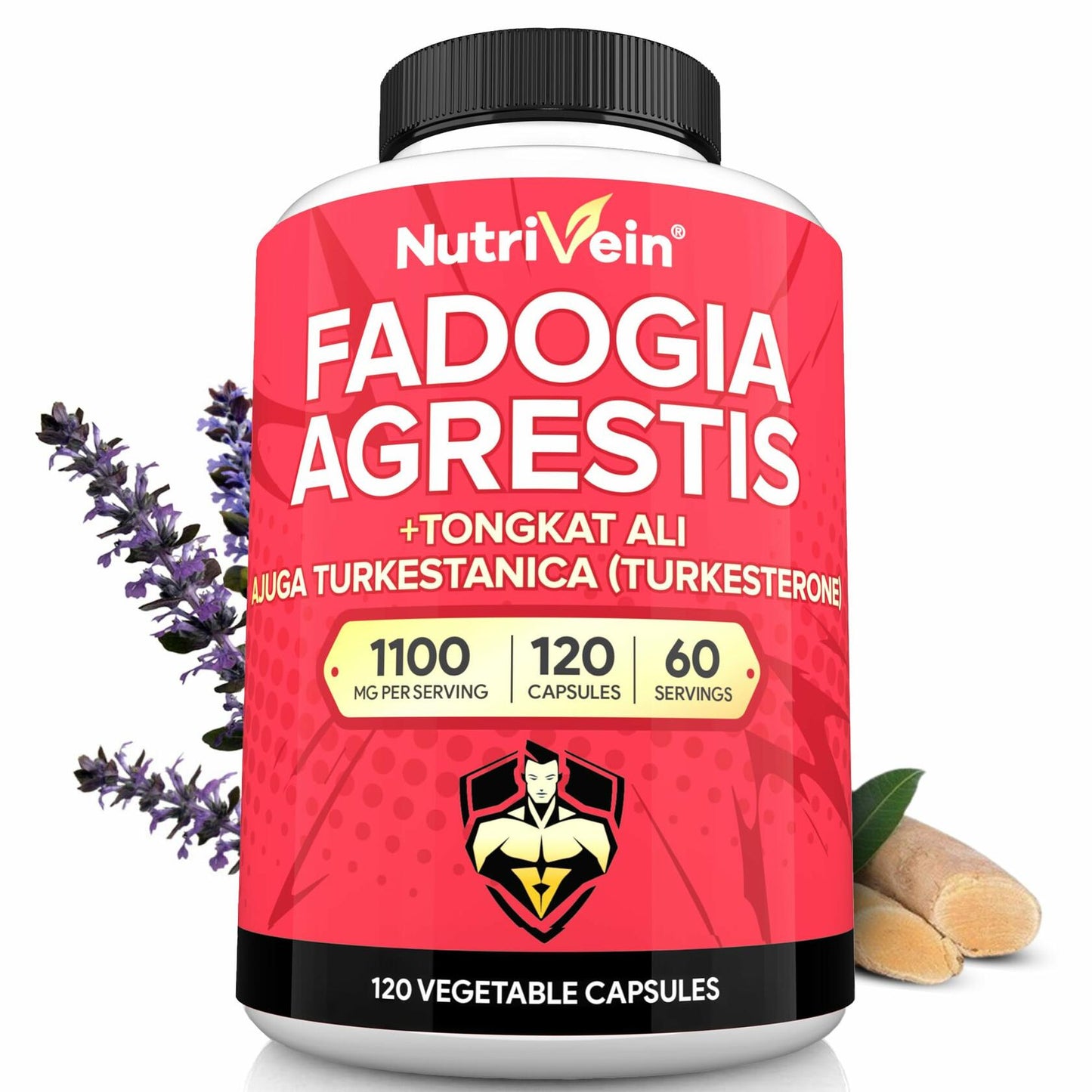 BestBy10/25 Nutrivein Fadogia Agrestis Tongkat Ali Turkesterone 1100mg 120 Caps