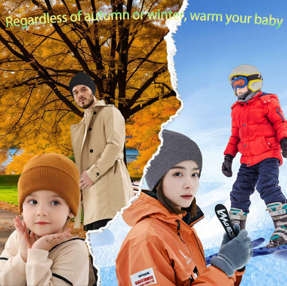 Zion Praiser 2PCS Family Beanie Hat Winter Knitted Warm Parent-Child White