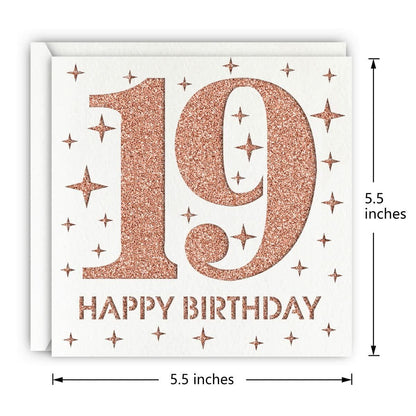 MAGJUCHE Rose Gold 19th Birthday Card Laser Cut Glitter Girl Gift