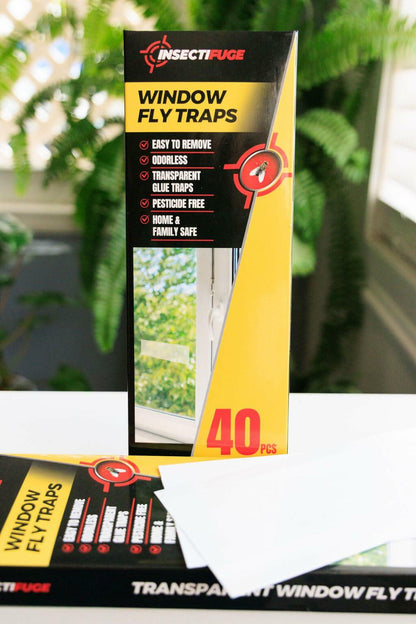 Insectifuge 40Pcs White Indoor Sticky Fruit Fly Traps Window Strips