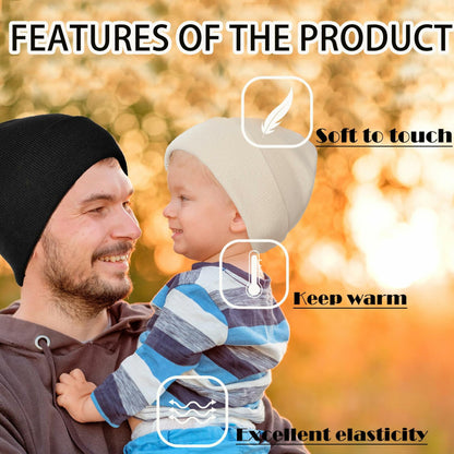 Zion Praiser 2PCS Family Beanie Hat Winter Knitted Warm Parent-Child White