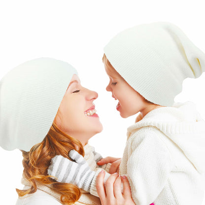 Zion Praiser 2PCS Family Beanie Hat Winter Knitted Warm Parent-Child White