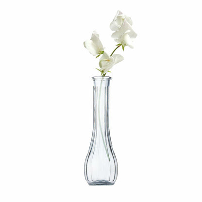 Glass Vase 8.6in Ribbed Design Wedding Centerpiece Floating Candle Gray