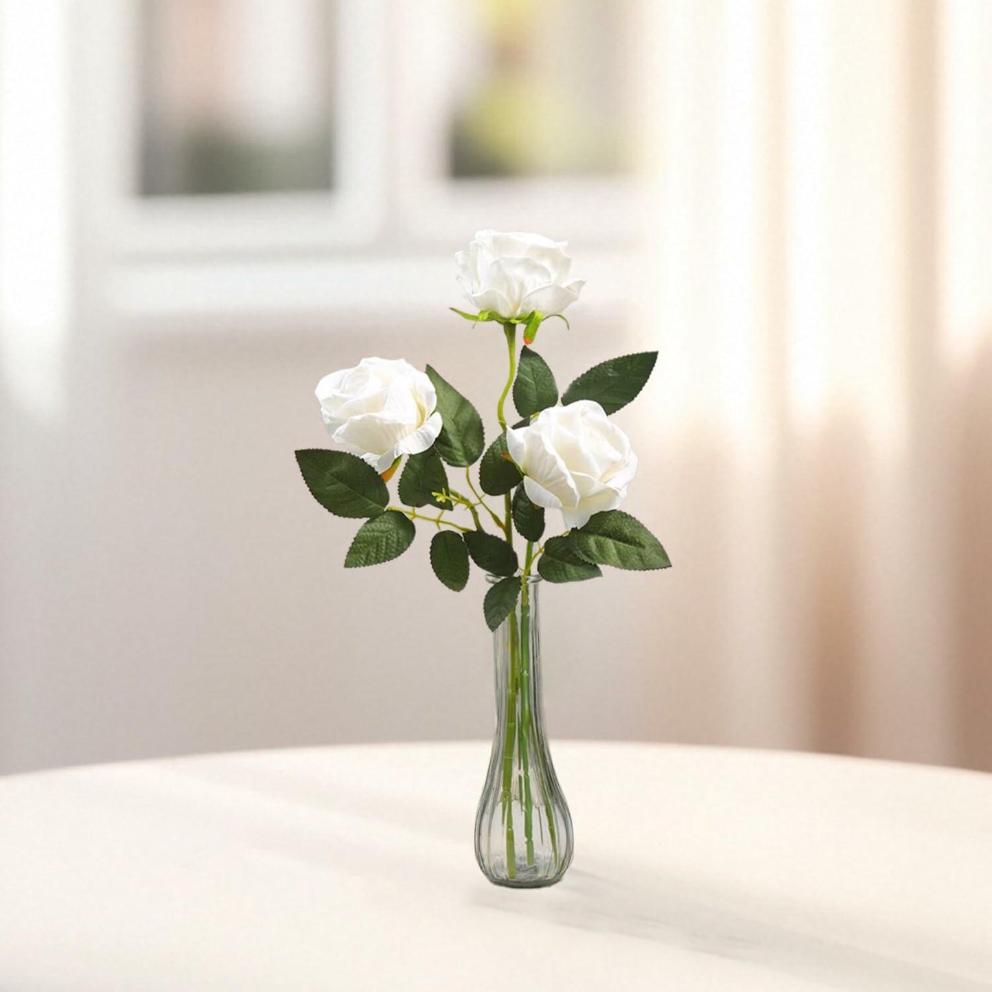 Glass Vase 8.6in Ribbed Design Wedding Centerpiece Floating Candle Gray