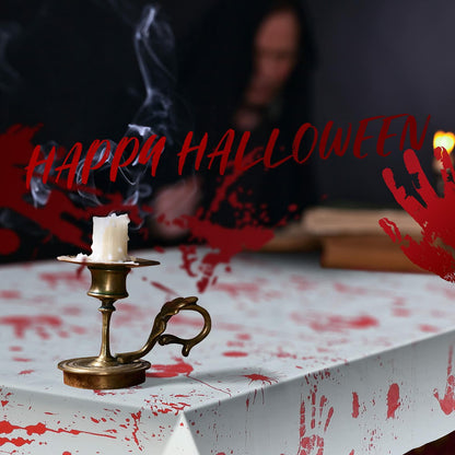 Newwiee Halloween Bloody Tablecloth Blood Handprint Zombie Decor 102x51in