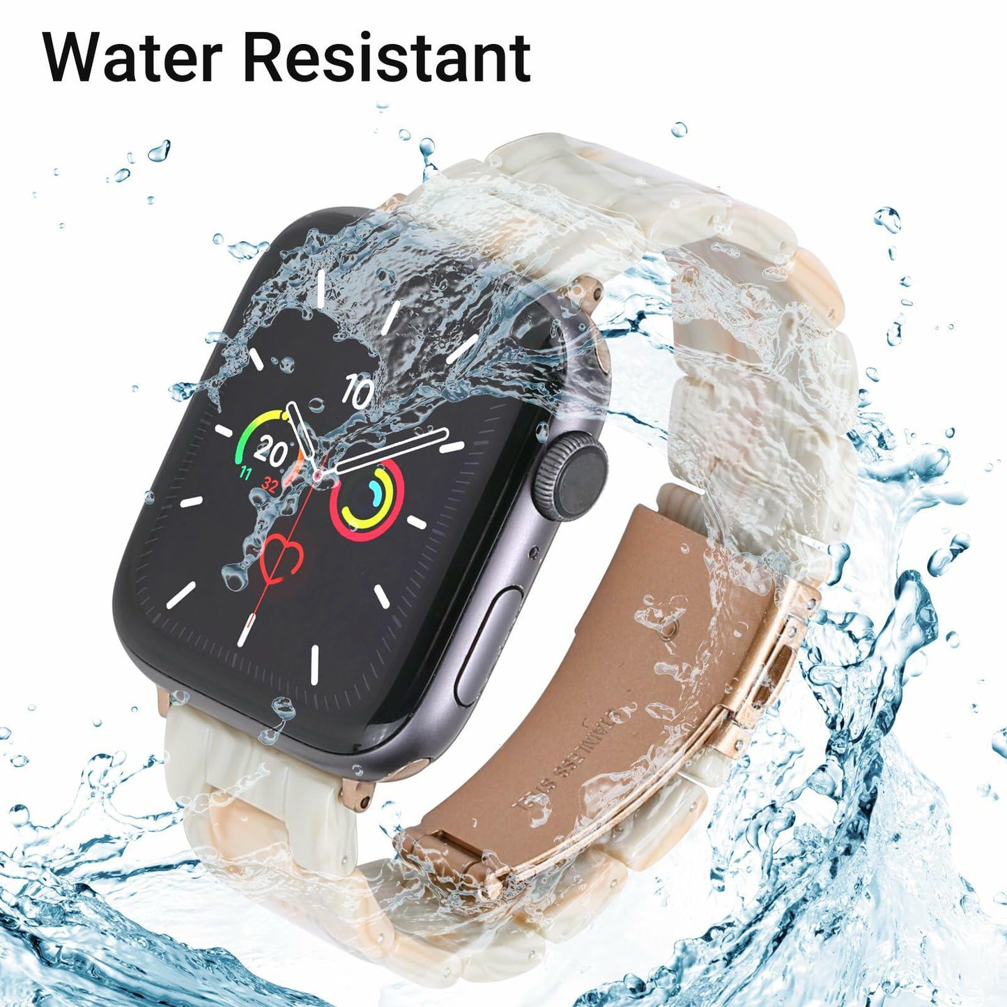 MAIRUI Resin Watch Band Compatible Apple Watch 38-41mm Series 1-9 Marble
