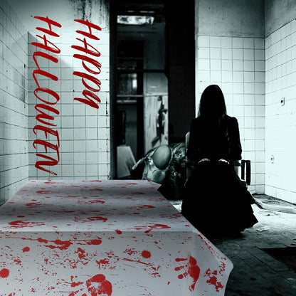 Newwiee Halloween Bloody Tablecloth Blood Handprint Zombie Decor 102x51in