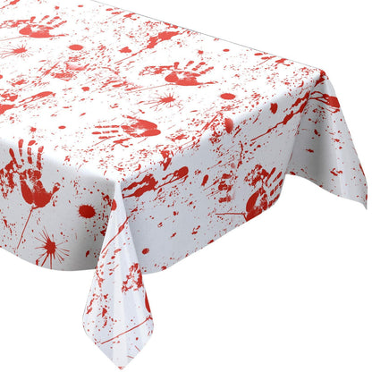 Newwiee Halloween Bloody Tablecloth Blood Handprint Zombie Decor 102x51in