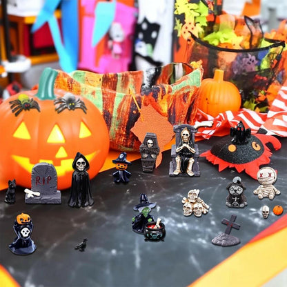 Halloween Mini Figurines 32 Pcs Resin Ornaments Miniature Garden Decor