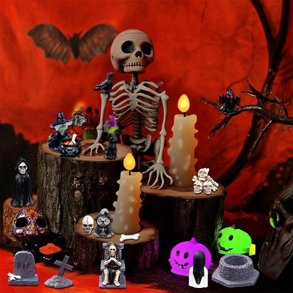 Halloween Mini Figurines 32 Pcs Resin Ornaments Miniature Garden Decor