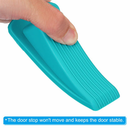 PATIKIL 4 Pcs Large Blue Rubber Door Stoppers Wedge with Storage Box