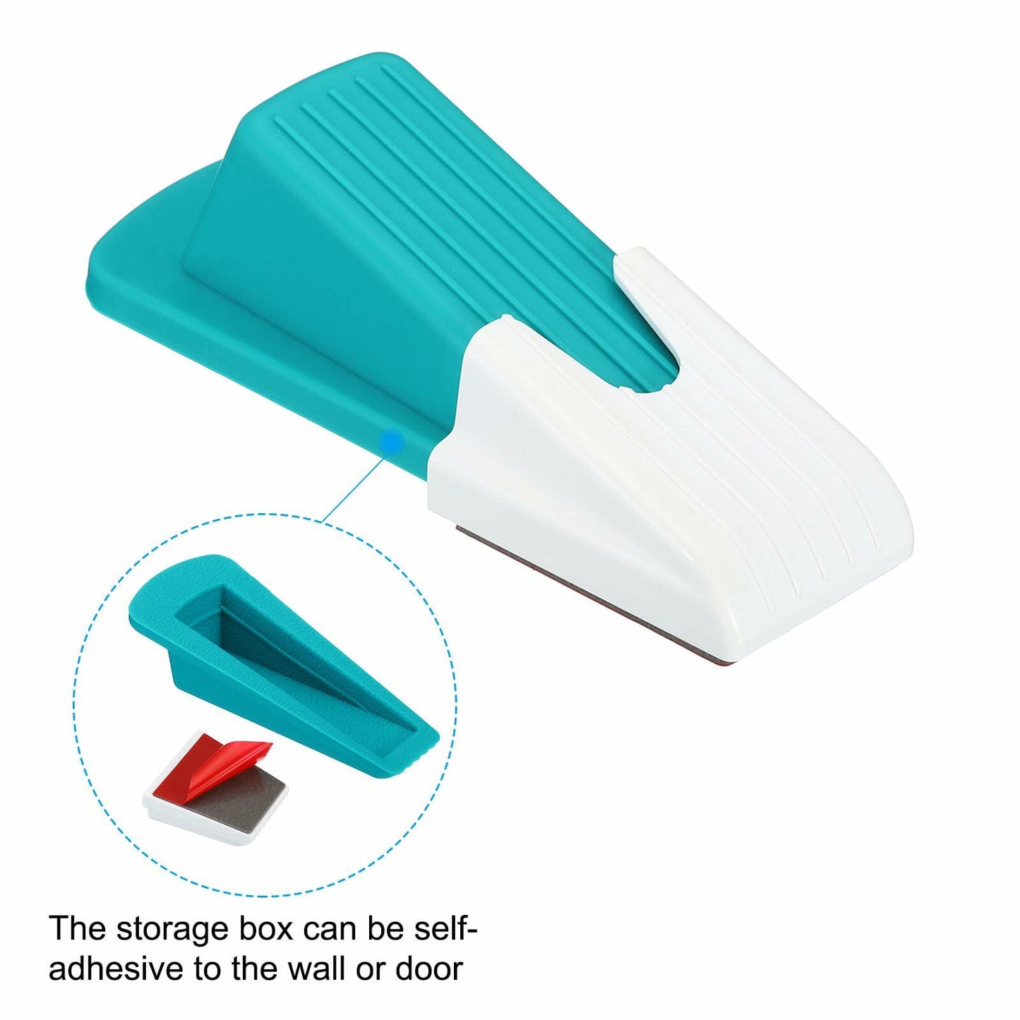 PATIKIL 4 Pcs Large Blue Rubber Door Stoppers Wedge with Storage Box