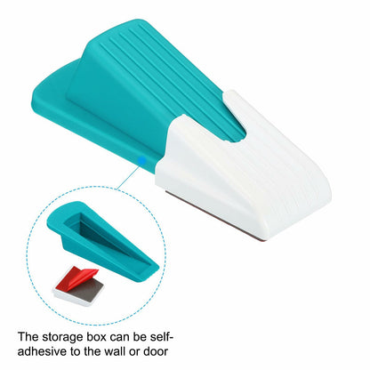 PATIKIL 4 Pcs Large Blue Rubber Door Stoppers Wedge with Storage Box