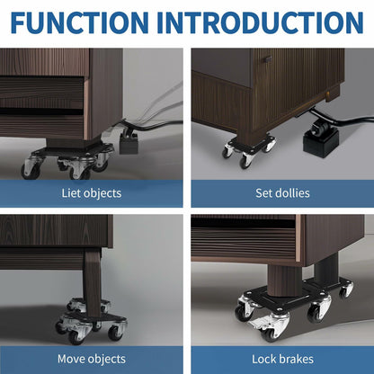Heavy Duty Furniture Movers 4 Wheels 2000lbs Load Capacity Black Set