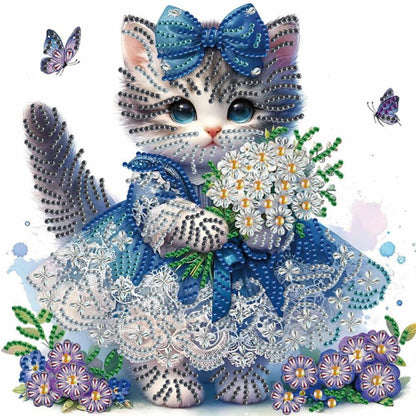 WSLWXSHM 5D Cat Diamond Art Kit 12x12in Crystal Rhinestones Animal