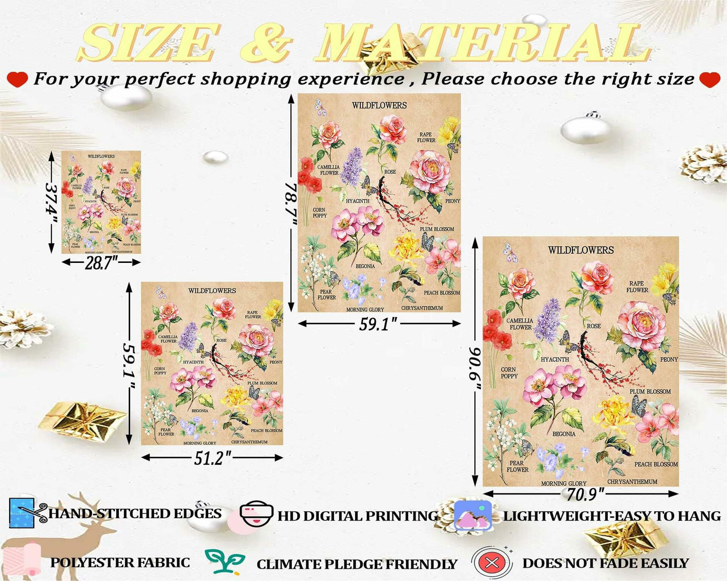 dueeia Vintage Floral Tapestry Wall Hanging 51.2x59.1 Polyester E