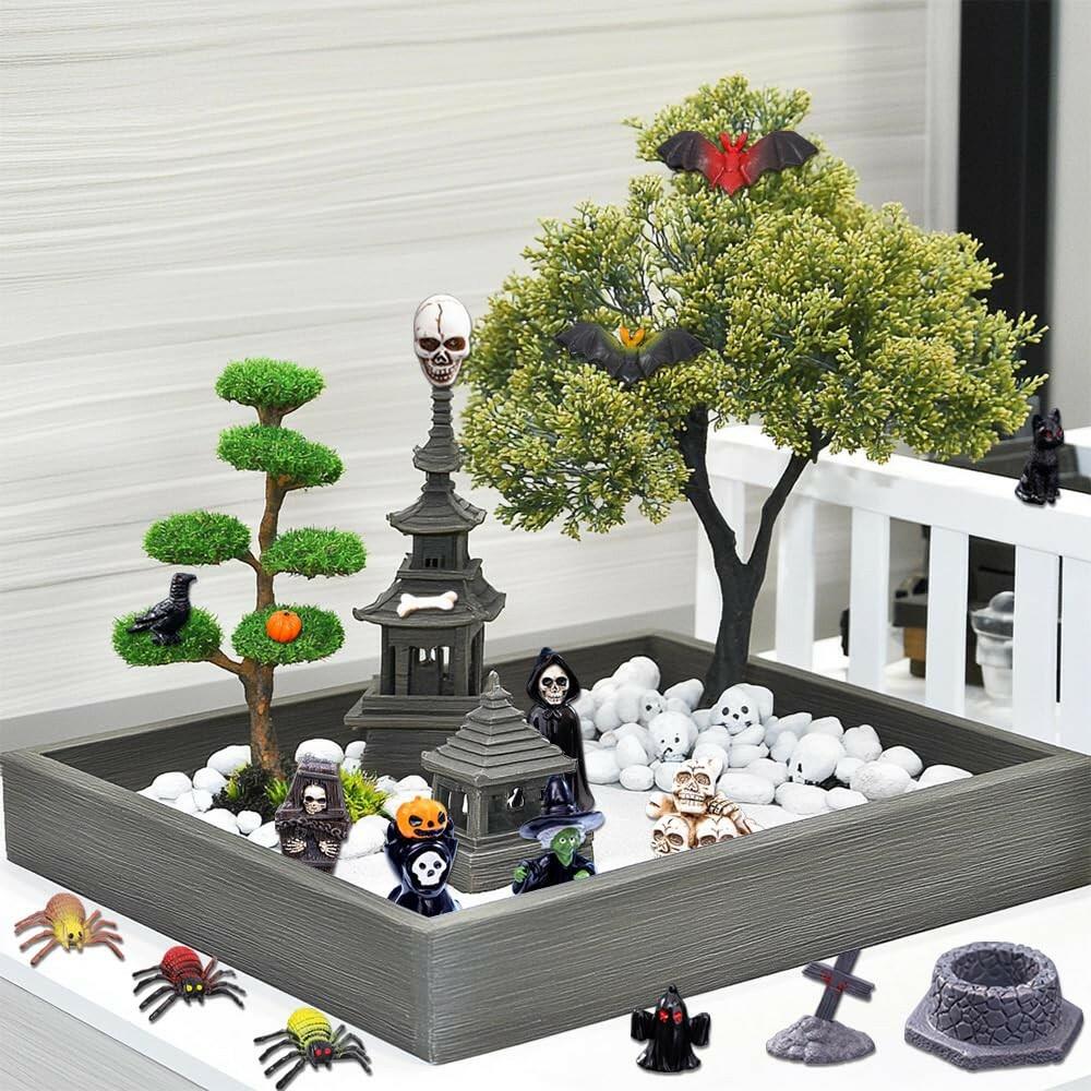 Halloween Mini Figurines 32 Pcs Resin Ornaments Miniature Garden Decor