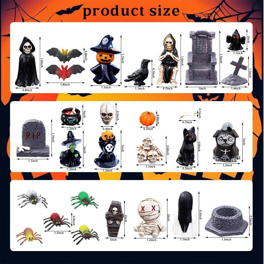 Halloween Mini Figurines 32 Pcs Resin Ornaments Miniature Garden Decor
