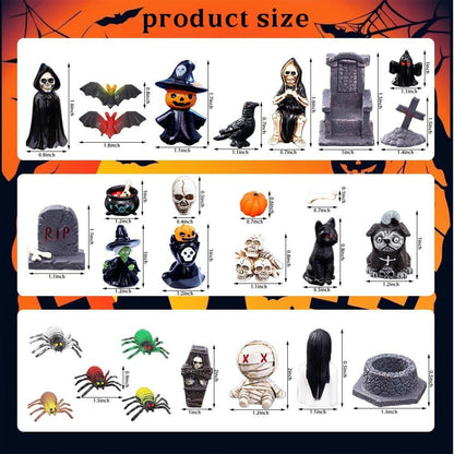 Halloween Mini Figurines 32 Pcs Resin Ornaments Miniature Garden Decor