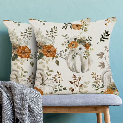 CXMEIFLY Fall Decor Pillow Covers Set of 2 18x18 Cream Pumpkin Floral