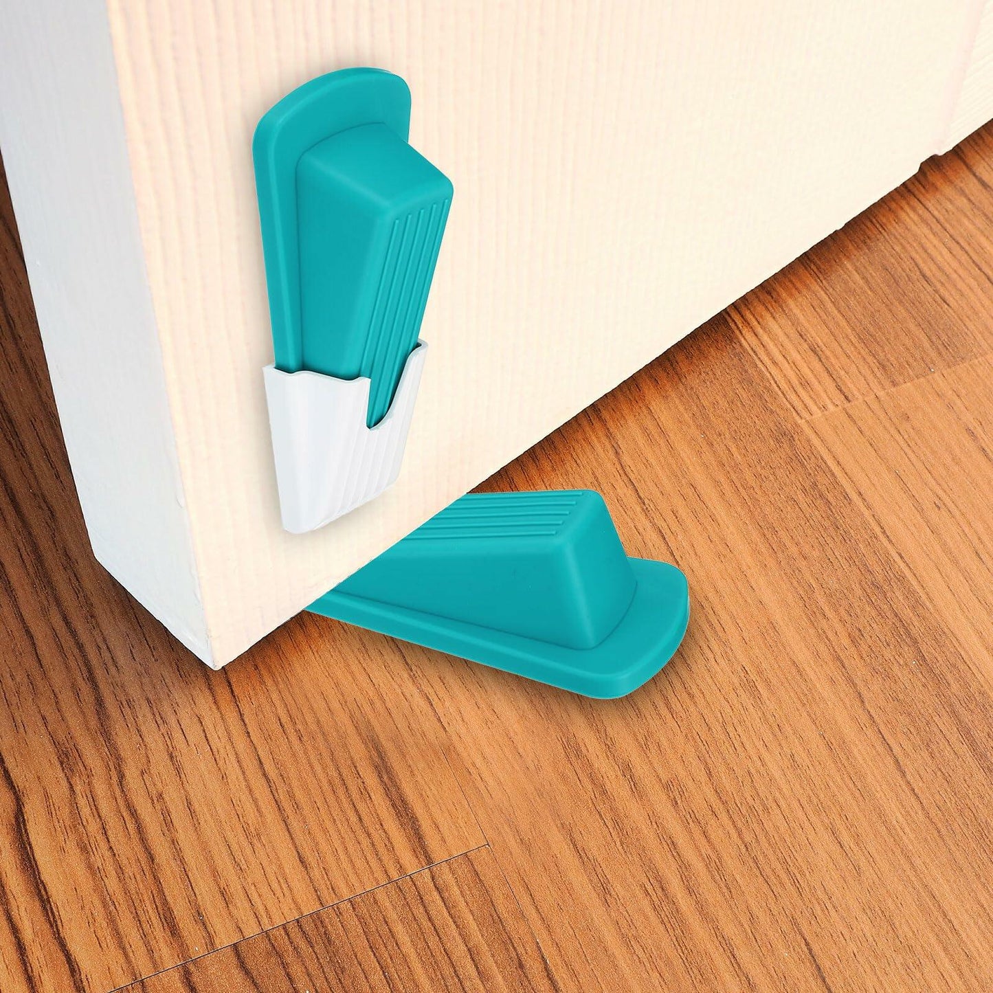 PATIKIL 4 Pcs Large Blue Rubber Door Stoppers Wedge with Storage Box