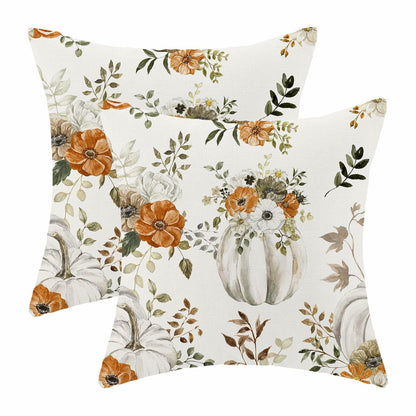 CXMEIFLY Fall Decor Pillow Covers Set of 2 18x18 Cream Pumpkin Floral