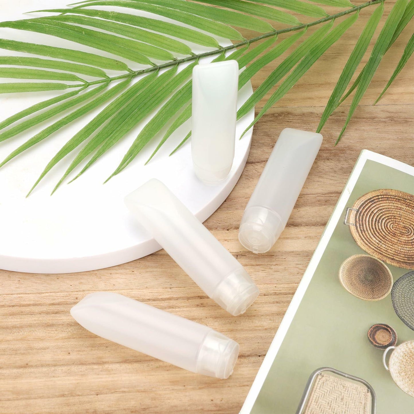 PEUTIER 5pcs Travel Bottles Leak-Proof Refillable Squeeze Tubes Translucent