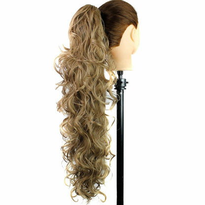 S_SSOY 31" Women's Curly Wavy Synthetic Ponytail Hair Extension 16M18#