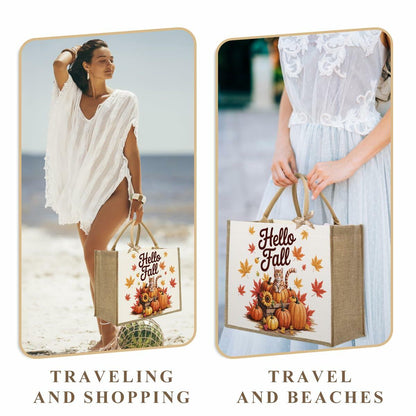 CHQIUCR Autumn Pumpkin Canvas Tote Bag Large Reusable Grocery Bag 16.7x12.5x7.5