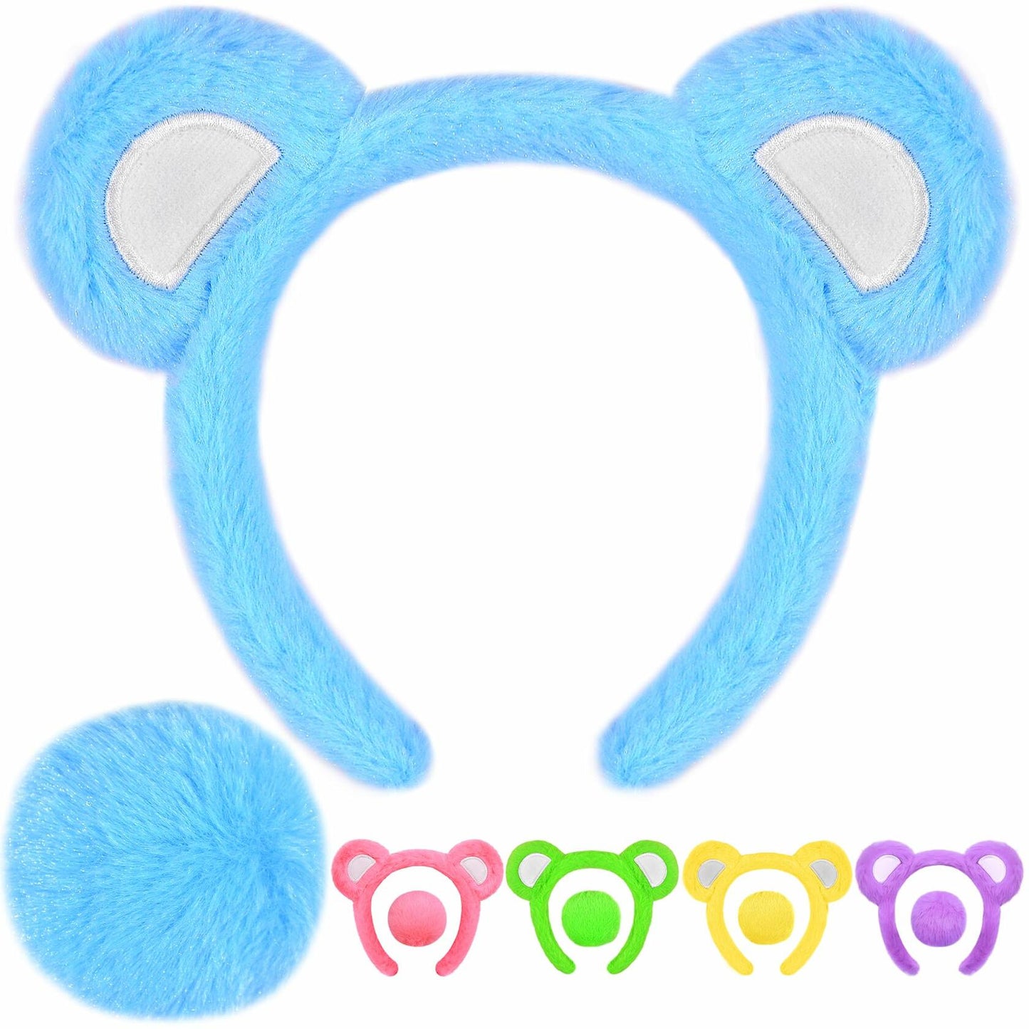 MUKOSEL Bear Ears Headband & Tail Set Animal Costume Blue Standard Size
