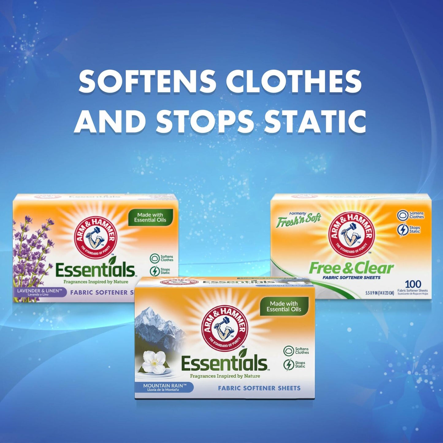 ARM & HAMMER Fabric Softener Sheets Mountain Rain Scent 144ct White