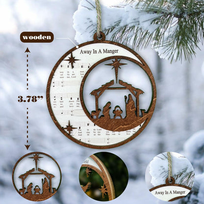 SOLMAYCO Christmas Nativity Ornaments Set of 5 Wooden Religious Decorations