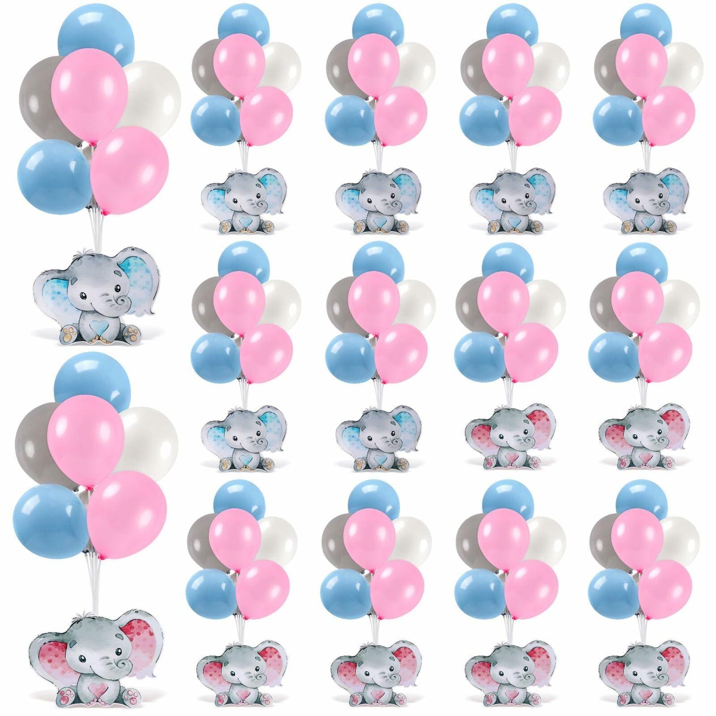 12 Sets Baby Shower Balloon Stand Kit Gender Reveal Pink Blue Table Decor