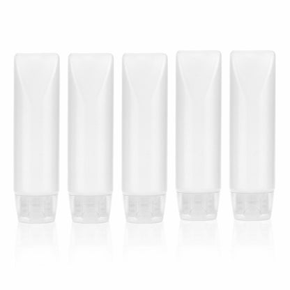 PEUTIER 5pcs Travel Bottles Leak-Proof Refillable Squeeze Tubes Translucent