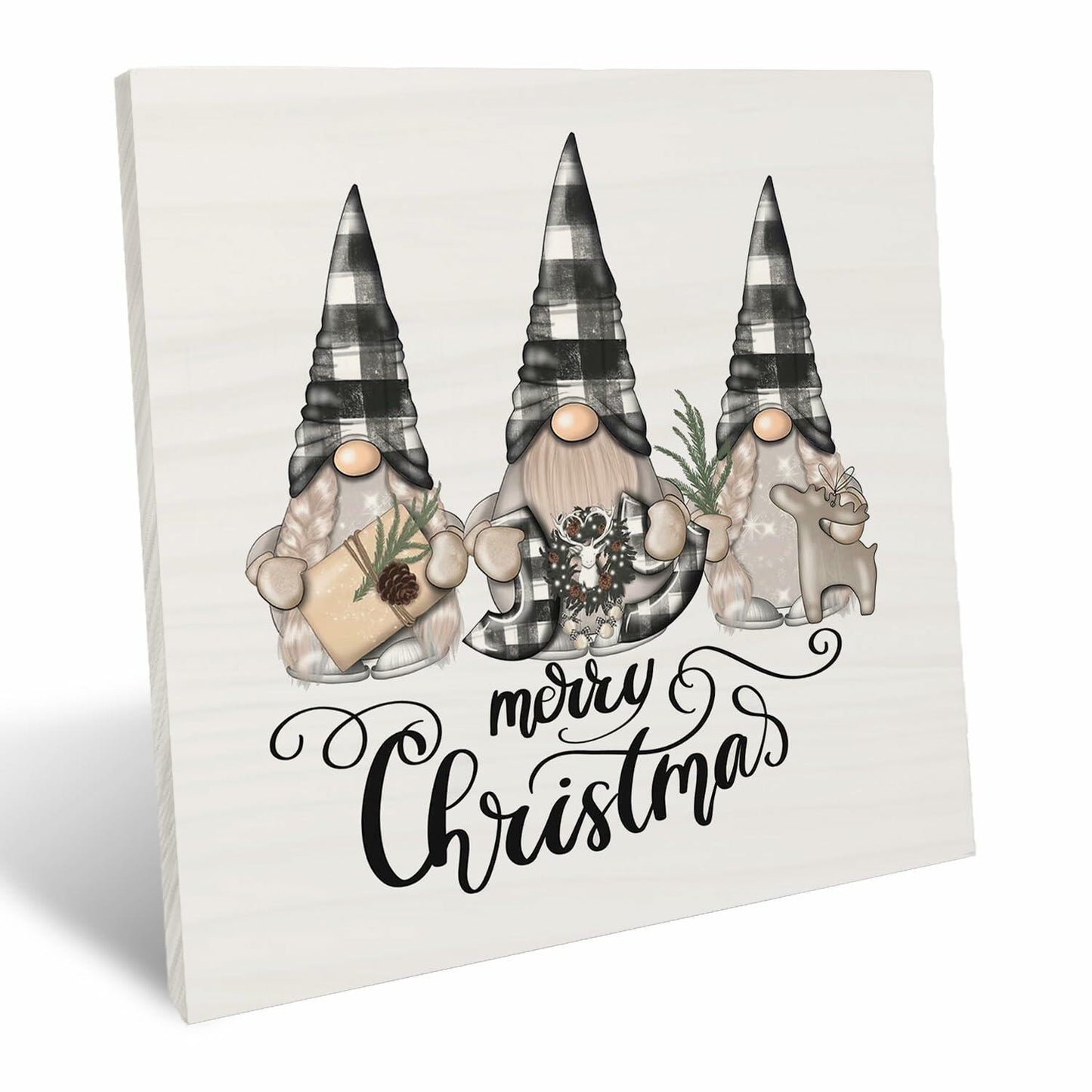 UNCDLV Happy Gnomes Wooden Sign Fall Decor 6x6 Inch hallothanksmas2