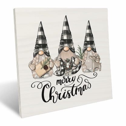UNCDLV Happy Gnomes Wooden Sign Fall Decor 6x6 Inch hallothanksmas2