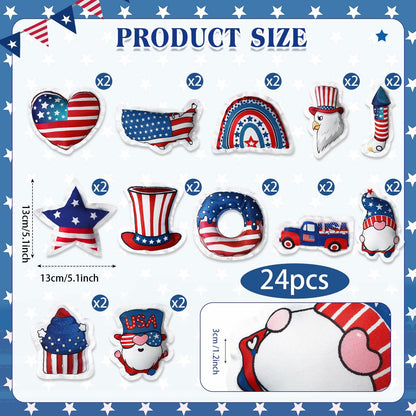 Oudain 24 Pc 5" Patriotic Star Ornaments Red White Blue Independence Day