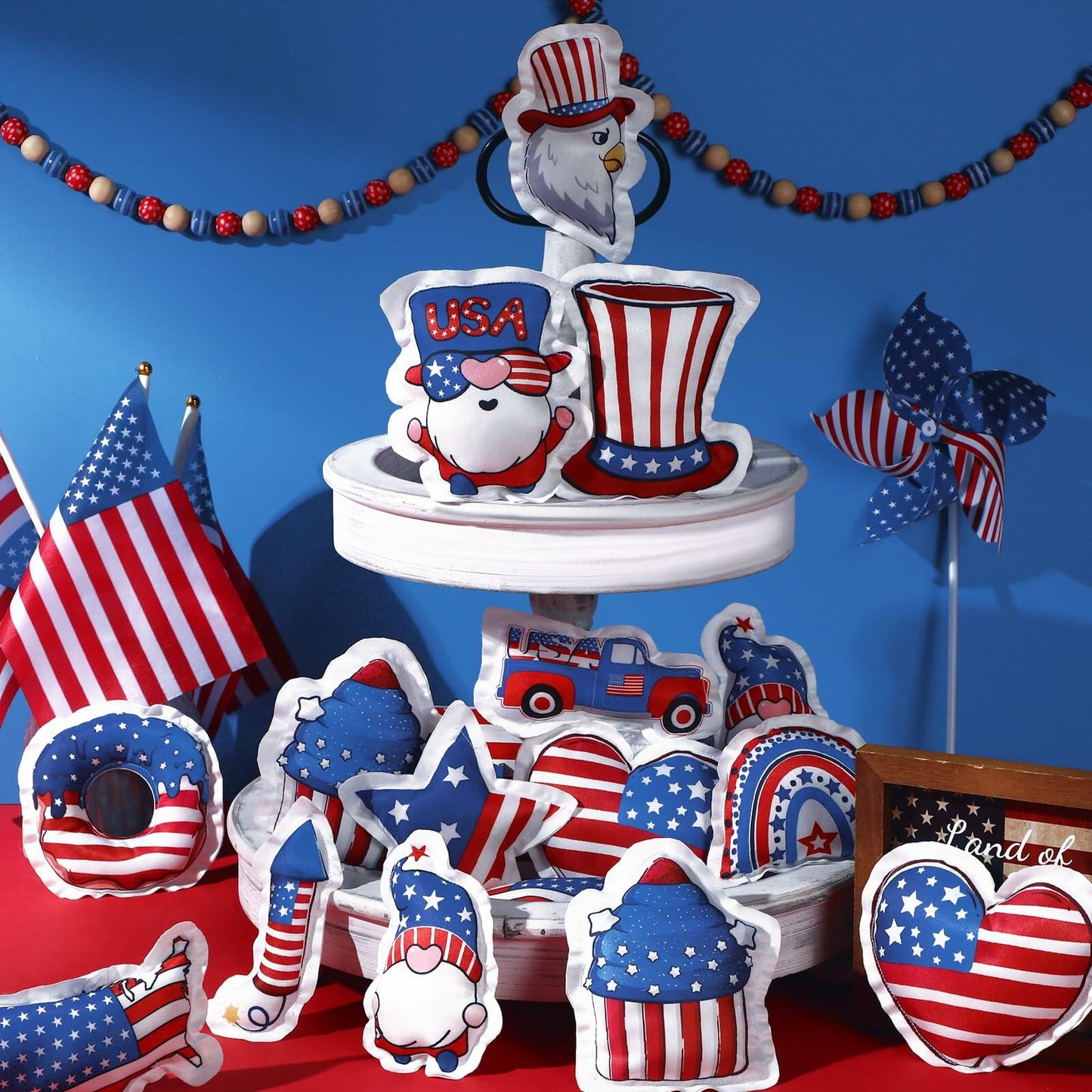 Oudain 24 Pc 5" Patriotic Star Ornaments Red White Blue Independence Day