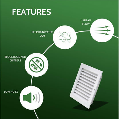 GREEN VENT Aluminum Alloy Gable Vent 10x10 Outdoor Wall Cover with Mesh