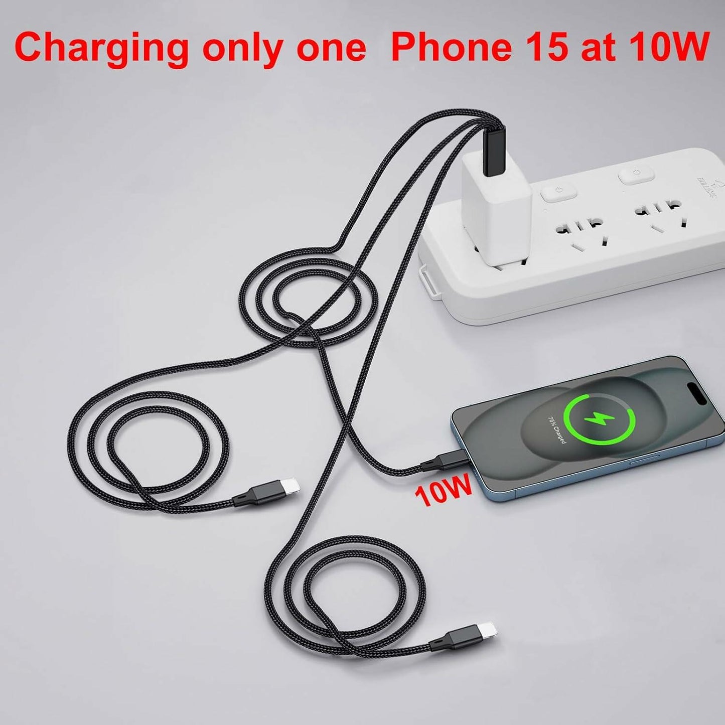 Wosixima USB-C 3-in-1 Charging Cable 4ft Black for iPhone 16/15 Pro Max Samsung