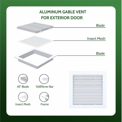 GREEN VENT Aluminum Alloy Gable Vent 10x10 Outdoor Wall Cover with Mesh
