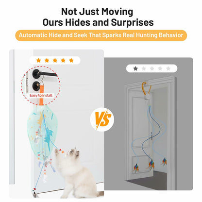 Zenjo Rechargeable Automatic Cat Feather Teaser Toy Motion Activated Color