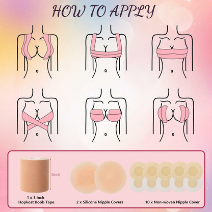 LOYAL BOOK Boob Tape Breast Lift Silicone Nipple Covers Beige 2''round 12pcs