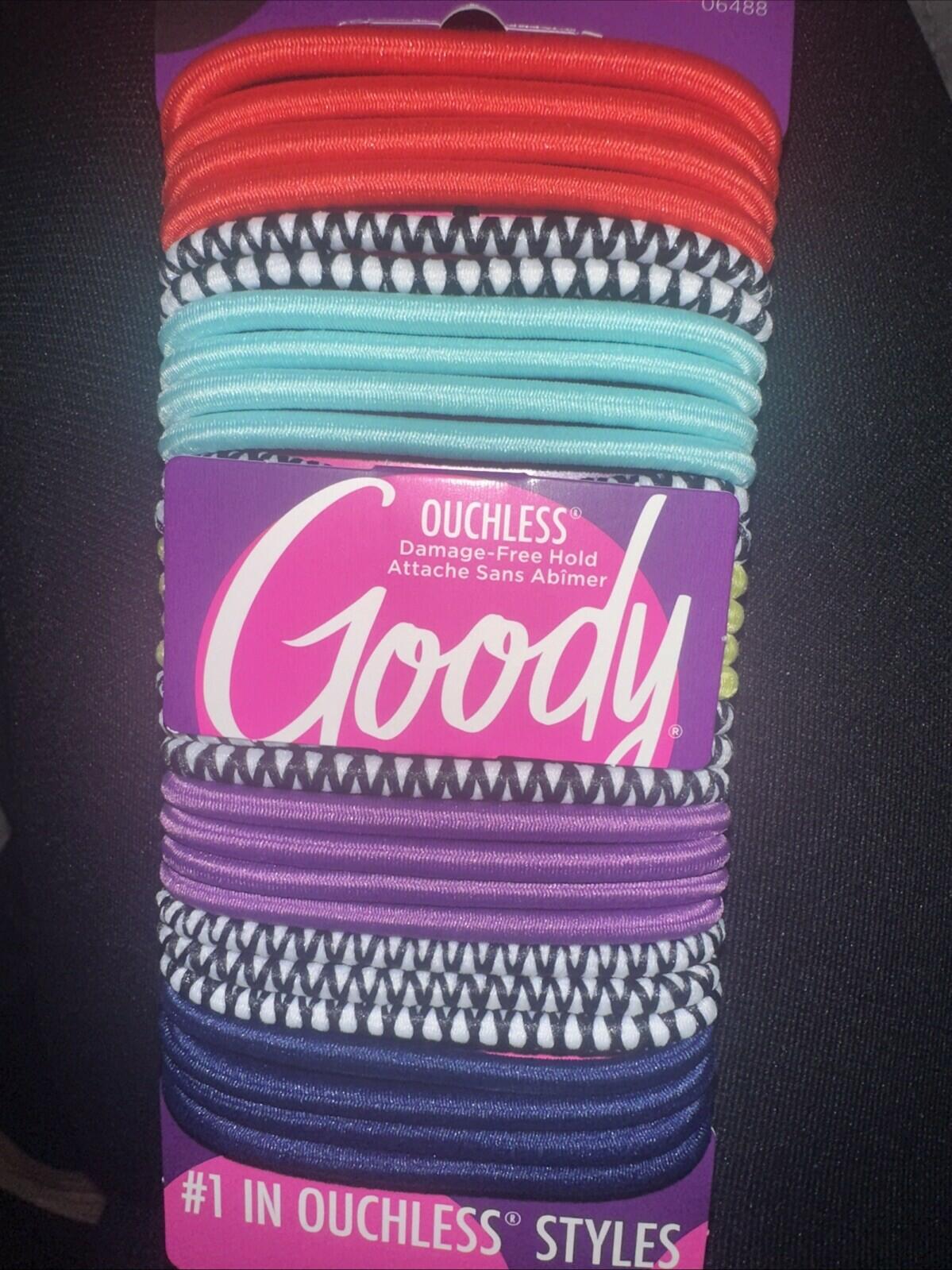 Goody Ouchless Elastic Ponytail Holders Multi Neon Colors Black White 30 Ct