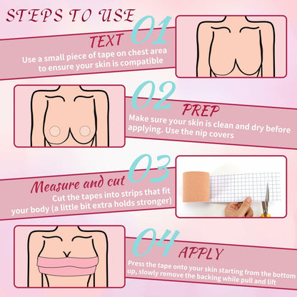 LOYAL BOOK Boob Tape Breast Lift Silicone Nipple Covers Beige 2''round 12pcs